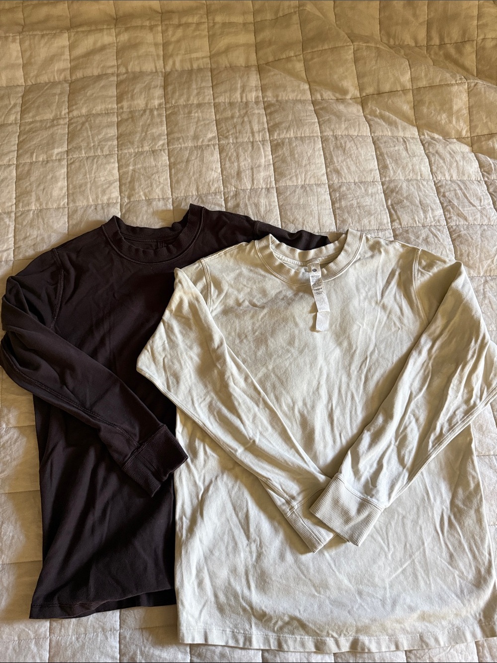 Two Lululemon Heavyweight Cotton Long Sleeve Tees